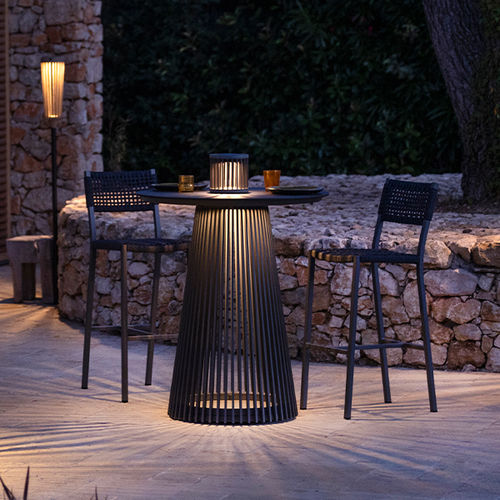 Table mange-debout lumineuse - HALO - LES JARDINS - contemporaine / en HPL / avec piètement en aluminium