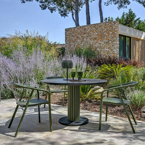 Table bistrot contemporaine - PTC5501/P1 - LES JARDINS - en aluminium / en granite / en céramique