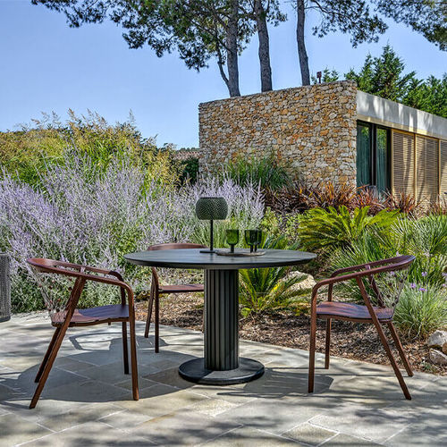 Table bistrot contemporaine - PTC5500/P1 - LES JARDINS - en aluminium / en granite / en céramique