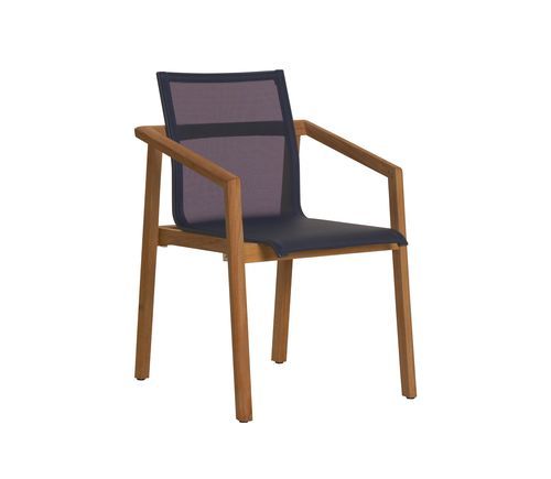 Chaise de jardin contemporaine - TEKURA - LES JARDINS - d'extérieur / en Batyline® / avec piètement en teck