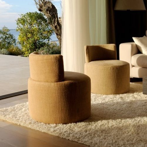 Chauffeuse contemporaine - Rotondo - PH Collection - en tissu / en bois massif / grise