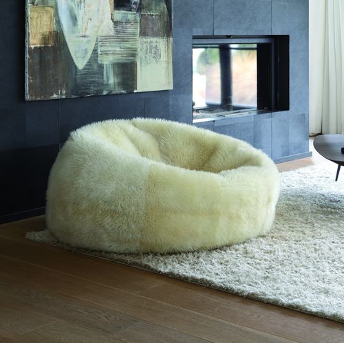 Fauteuil poire contemporain - Beanbag - PH Collection - en peau de mouton / blanc / avec accoudoirs