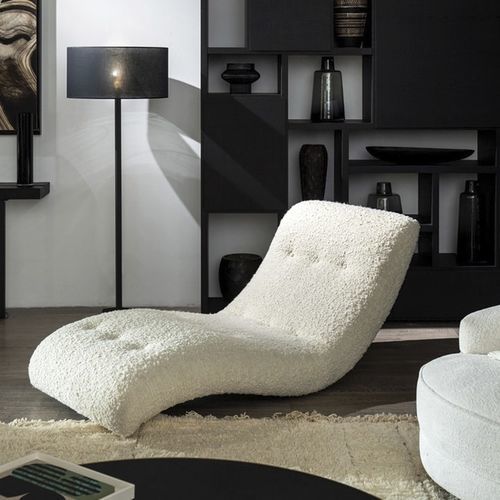 Chaise longue contemporaine - Wave - PH Collection - en tissu / en bois massif / blanche