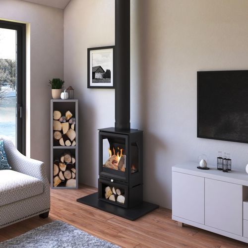 Poêle à gaz - PARAGON EDGE 3S - Charlton and Jenrick Ltd  - 4 kW / au sol / à 3 faces