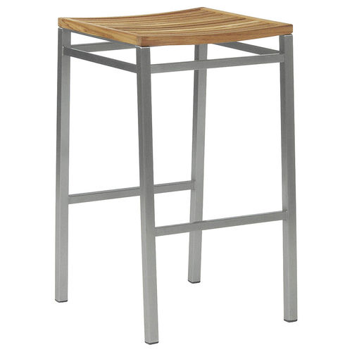 Tabouret de bar contemporain - EQUINOX - Barlow Tyrie - en teck / avec piètement en acier inoxydable / 4 pieds