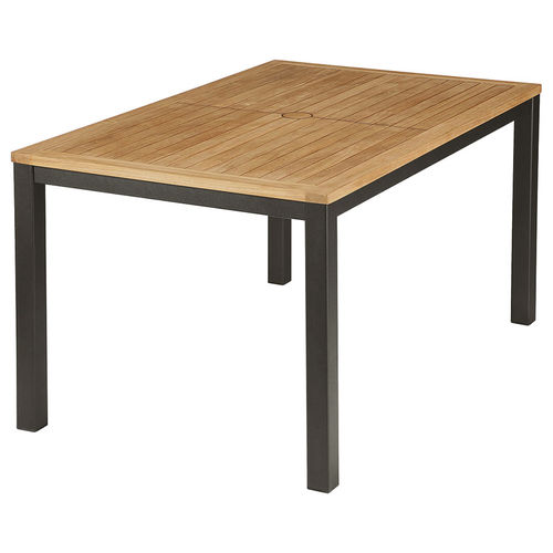 Table à manger contemporaine - AURA - Barlow Tyrie - en teck / avec piètement en aluminium / rectangulaire