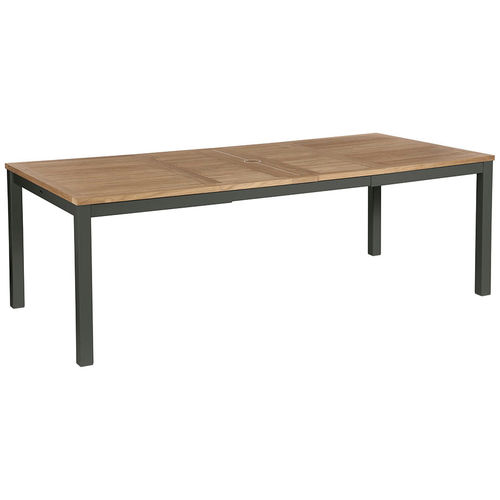 Table à manger contemporaine - Aura  - Barlow Tyrie - en teck / avec piètement en aluminium / rectangulaire