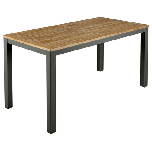 Table à manger contemporaine - Aura Narrow - Barlow Tyrie - en teck / avec piètement en aluminium / rectangulaire