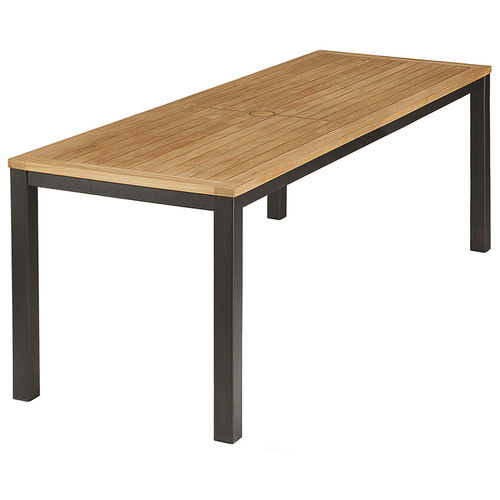 Table à manger contemporaine - Aura Narrow - Barlow Tyrie - en teck / avec piètement en aluminium / rectangulaire