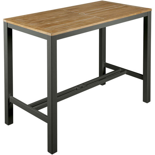 Table mange-debout contemporaine - Aura  - Barlow Tyrie - en teck / avec piètement en aluminium / rectangulaire