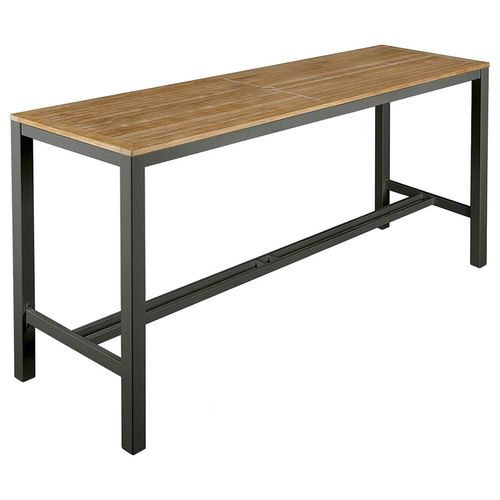 Table mange-debout contemporaine - Aura  - Barlow Tyrie - en teck / avec piètement en aluminium / rectangulaire