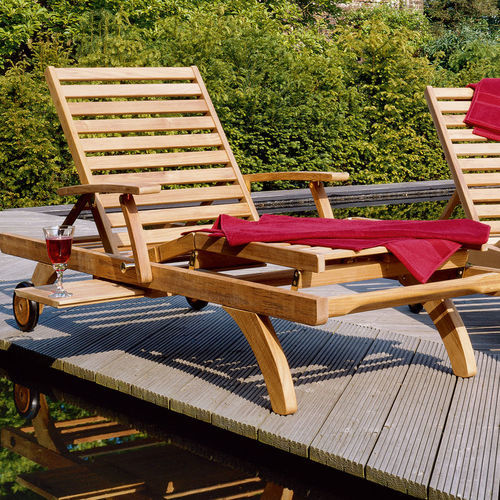 Bain de soleil contemporain - Capri  - Barlow Tyrie - en teck / en teck / dossier ajustable