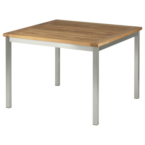 Table à manger contemporaine - EQUINOX - Barlow Tyrie - en teck / avec piètement en acier inoxydable / rectangulaire