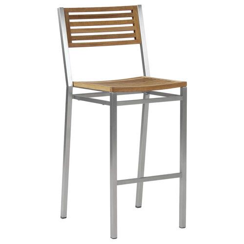 Chaise de bar contemporaine - Equinox  - Barlow Tyrie - d'extérieur / en teck / avec piètement en acier inoxydable