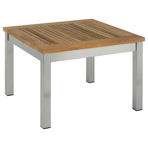 Table d'appoint contemporaine - Equinox  - Barlow Tyrie - en teck / avec piètement en acier inoxydable / rectangulaire