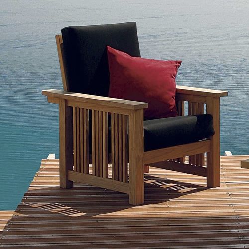 Fauteuil contemporain - Mission  - Barlow Tyrie - en Sunbrella® / en teck / avec coussin amovible