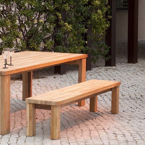 Banc de jardin contemporain - Titan - Barlow Tyrie - en teck / sans dossier / sans accoudoirs