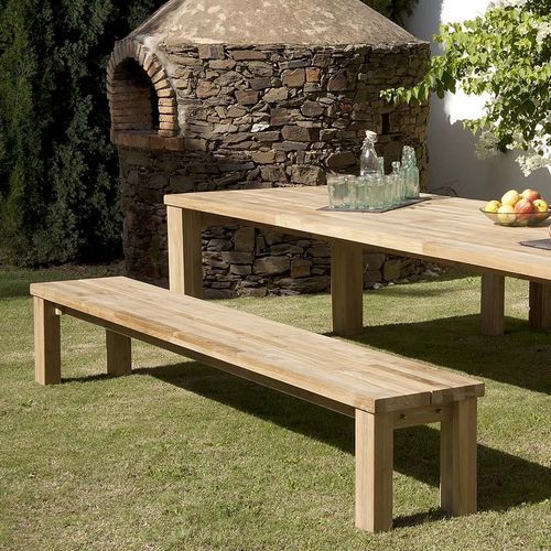 Banc contemporain - Titan - Barlow Tyrie - en teck / sans dossier / sans accoudoirs