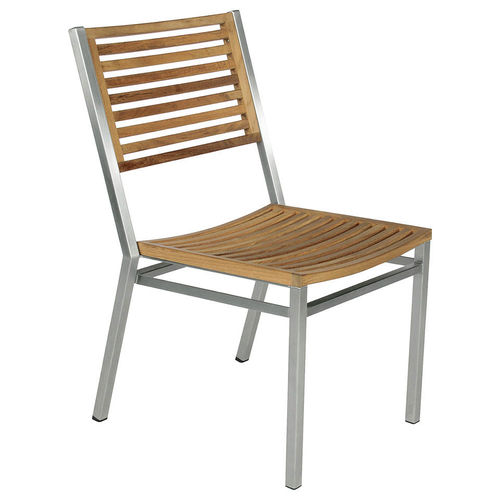 Chaise de salle à manger contemporaine - Equinox  - Barlow Tyrie - d'extérieur / en teck / avec piètement en acier inoxydable