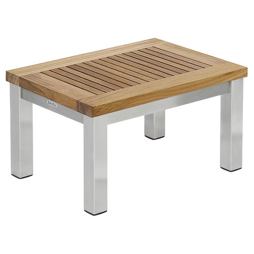 Table d'appoint contemporaine - Equinox  - Barlow Tyrie - en teck / avec piètement en acier inoxydable / rectangulaire