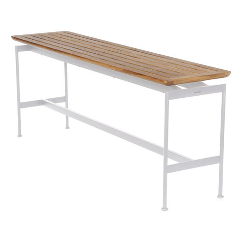 Console contemporaine - Layout Narrow  - Barlow Tyrie - en teck / avec piètement en acier à revêtement par poudre / rectangulaire