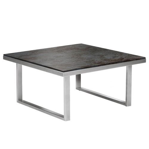 Table basse contemporaine - Mercury - Barlow Tyrie - en céramique / avec piètement en acier inoxydable / carrée