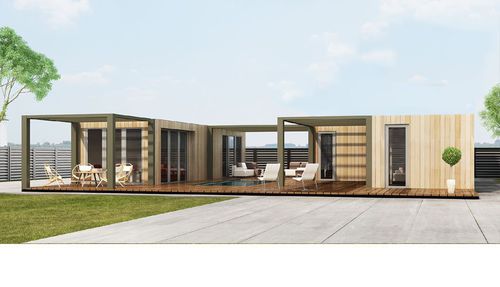 Maison préfabriquée - 100  - Bauhu International - sur remorque / écologique / à économie d'énergie