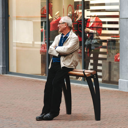 Banc public contemporain - VIVANTI  - VelopA - en bois / en acier / avec dossier