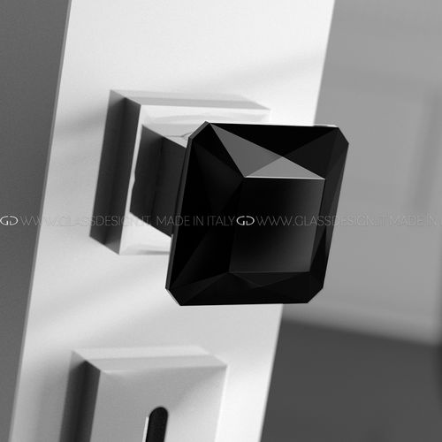Bouton de porte contemporain - Diamond Q - GLASS DESIGN Srl - en laiton / en cristal