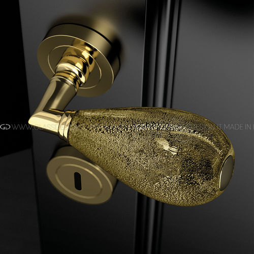 Poignée pour porte - Goccia Black/Gold - GLASS DESIGN Srl - en laiton / en verre de Murano / de style