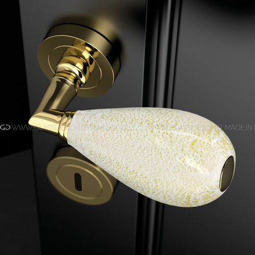 Poignée pour porte - Goccia White/Gold - GLASS DESIGN Srl - en laiton / en verre de Murano / de style