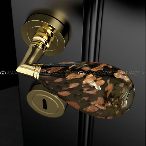 Poignée pour porte - Goccia Black/Brown - GLASS DESIGN Srl - en laiton / en verre de Murano / de style