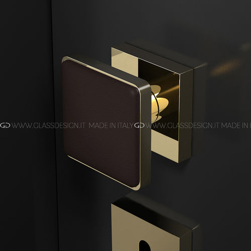 Bouton de porte contemporain - Leather Home - GLASS DESIGN Srl - en laiton / en cristal / en cuir