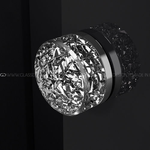 Bouton de porte contemporain - Mirage Pull - GLASS DESIGN Srl - en laiton / en cristal