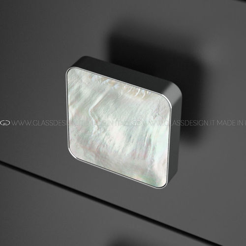 Bouton de meuble contemporain - Perla Quadro - GLASS DESIGN Srl - en laiton / en nacre