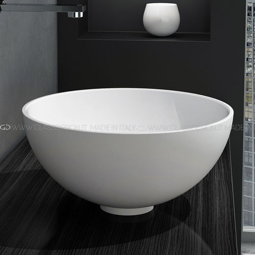 Vasque à poser - Cocoon 34 - GLASS DESIGN Srl - en VetroFreddo® / avec miroir ajustable / ronde