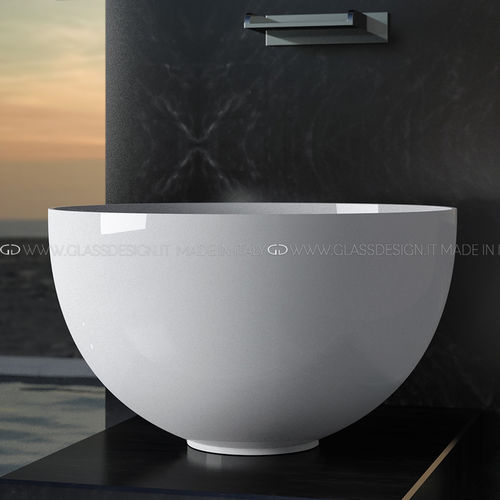 Vasque à poser - Cocoon Materic/Cocoon Metal - GLASS DESIGN Srl - en VetroFreddo® / ronde / sans trou