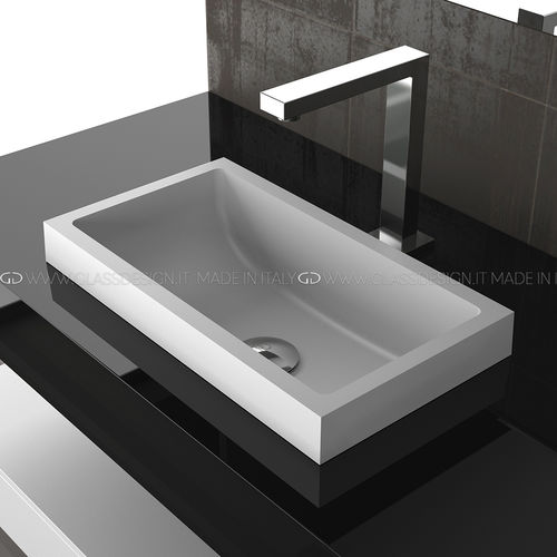 Vasque semi-encastrée - Kosta 1 - GLASS DESIGN Srl - en VetroFreddo® / rectangulaire / sans trou