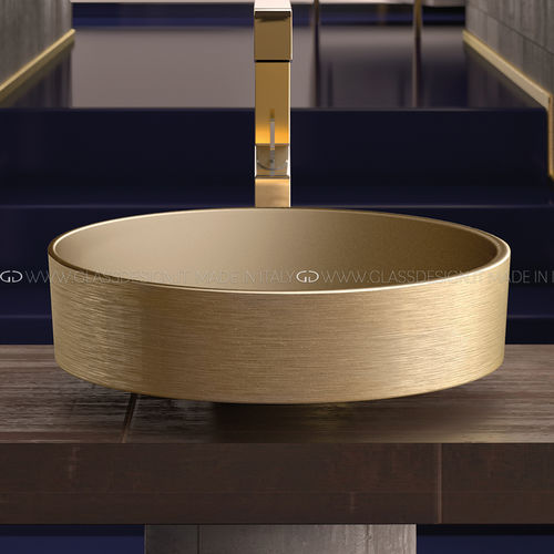 Vasque à poser - Rho Metal - GLASS DESIGN Srl - en Pert® / ronde / sans trou