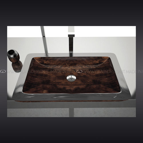Vasque à poser - Vogue - GLASS DESIGN Srl - en aluminium / rectangulaire / sans trou