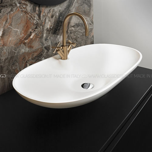 Vasque à poser - Ala 80/100 - GLASS DESIGN Srl - en VetroFreddo® / ovale / sans trou