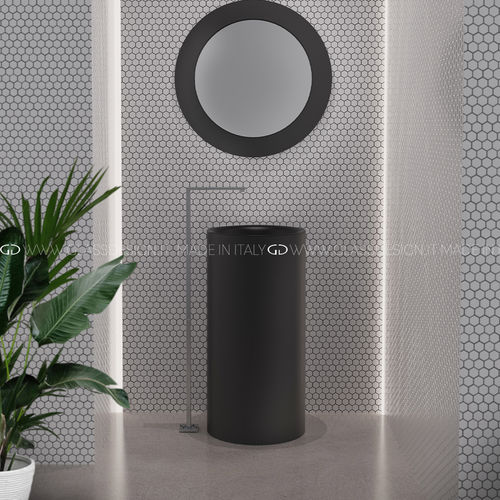 Vasque sur pied - TOMMY/TOMMY METROPOLE/TOMMY METROPOLE LUX - GLASS DESIGN Srl - en VetroFreddo® / avec miroir ajustable / ronde