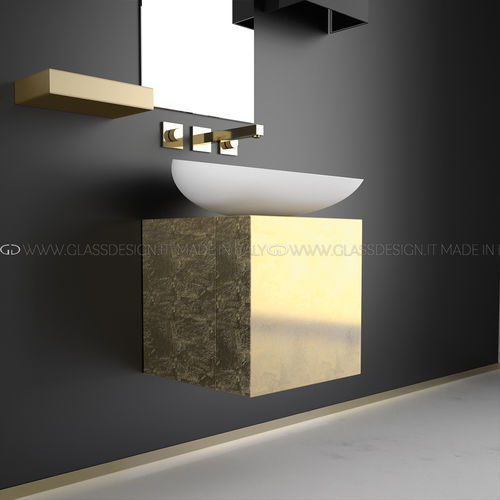Meuble vasque suspendu - CUBUS - GLASS DESIGN Srl - stratifié / contemporain / 1 porte