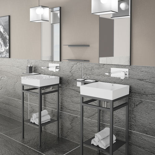 Meuble vasque à poser - MILANO PLUS - GLASS DESIGN Srl - en acier inoxydable / contemporain / sans porte