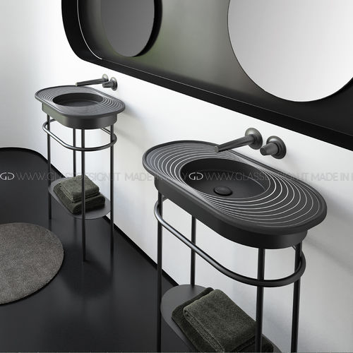 Meuble vasque à poser - Lap Plus - GLASS DESIGN Srl - en acier inoxydable / contemporain / sans porte