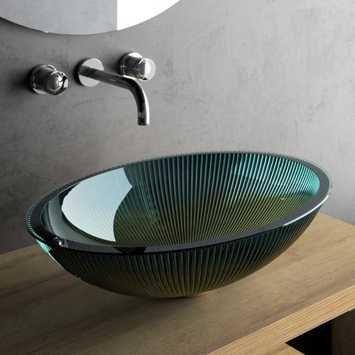 Vasque à poser - PLISSE - GLASS DESIGN Srl - en verre / colorée / ovale