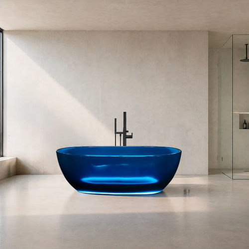Baignoire ovale - LUMINA LIGHT - GLASS DESIGN Srl - en îlot / en verre / avec éclairage