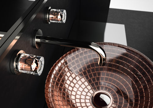 Mélangeur de vasque - LYRIC LUXOR crystal handles ROSE GOLD - GLASS DESIGN Srl - mural / en cristal / de salle de bain