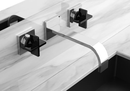 Mélangeur de vasque - REGENTS KING SMALL crystal handles BLACK - GLASS DESIGN Srl - mural / en cristal / de salle de bain