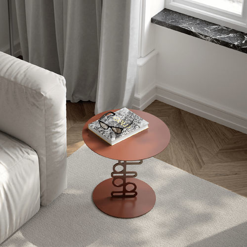 Table d'appoint contemporaine - Ken  - Quodes - en verre / en tôle / avec piètement en métal